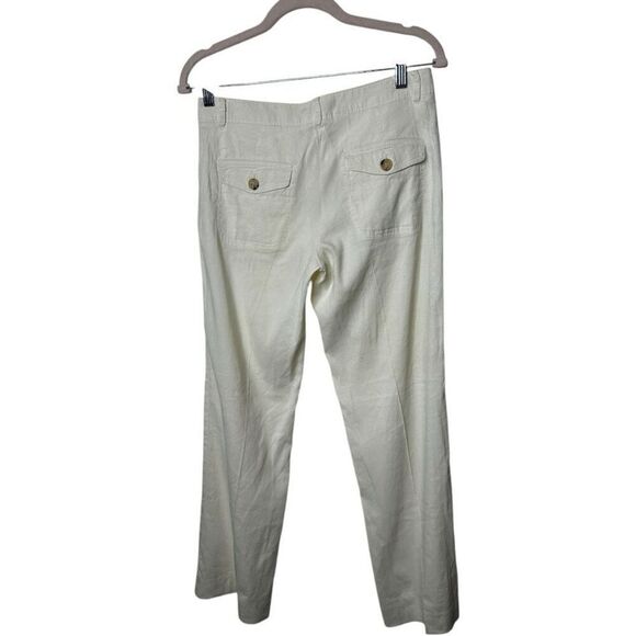 Theory White Linen Blend Straight Leg Pants Women's Size 2 Professional Timeless - Picture 5 of 11